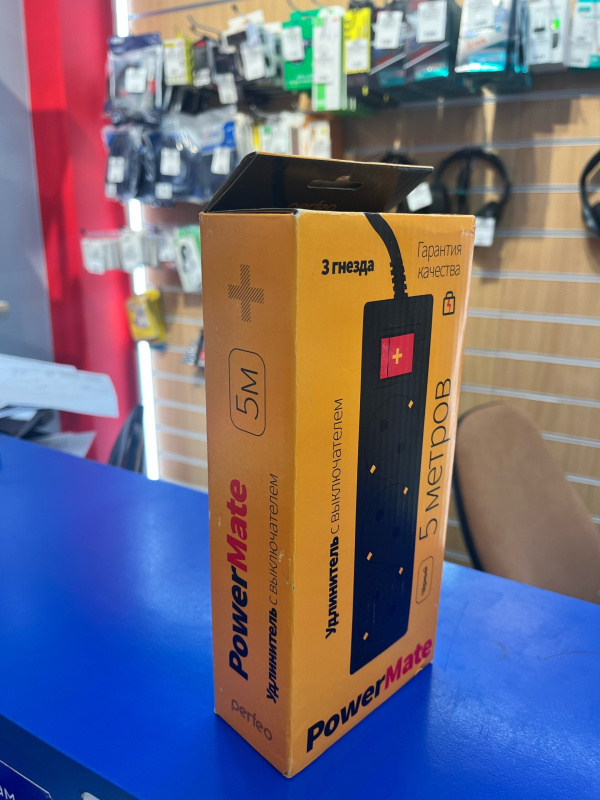Сетевой фильтр Perfeo 'Powermate', 5м, 3 розетки,