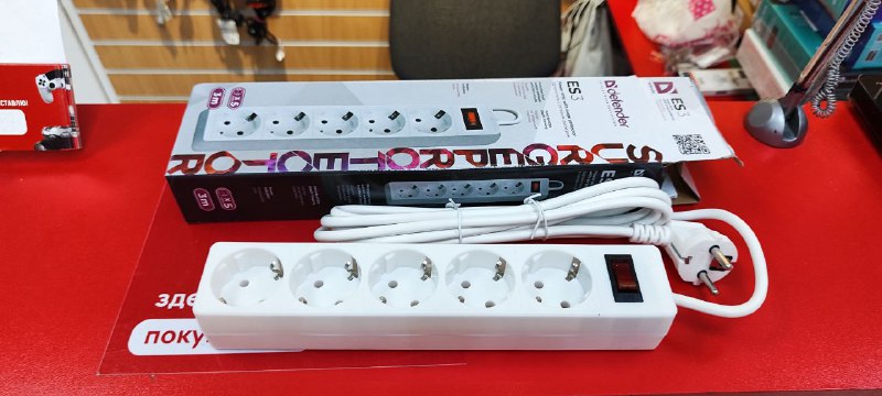 Сетевой фильтр Defender ES, 3м, 5 розеток
